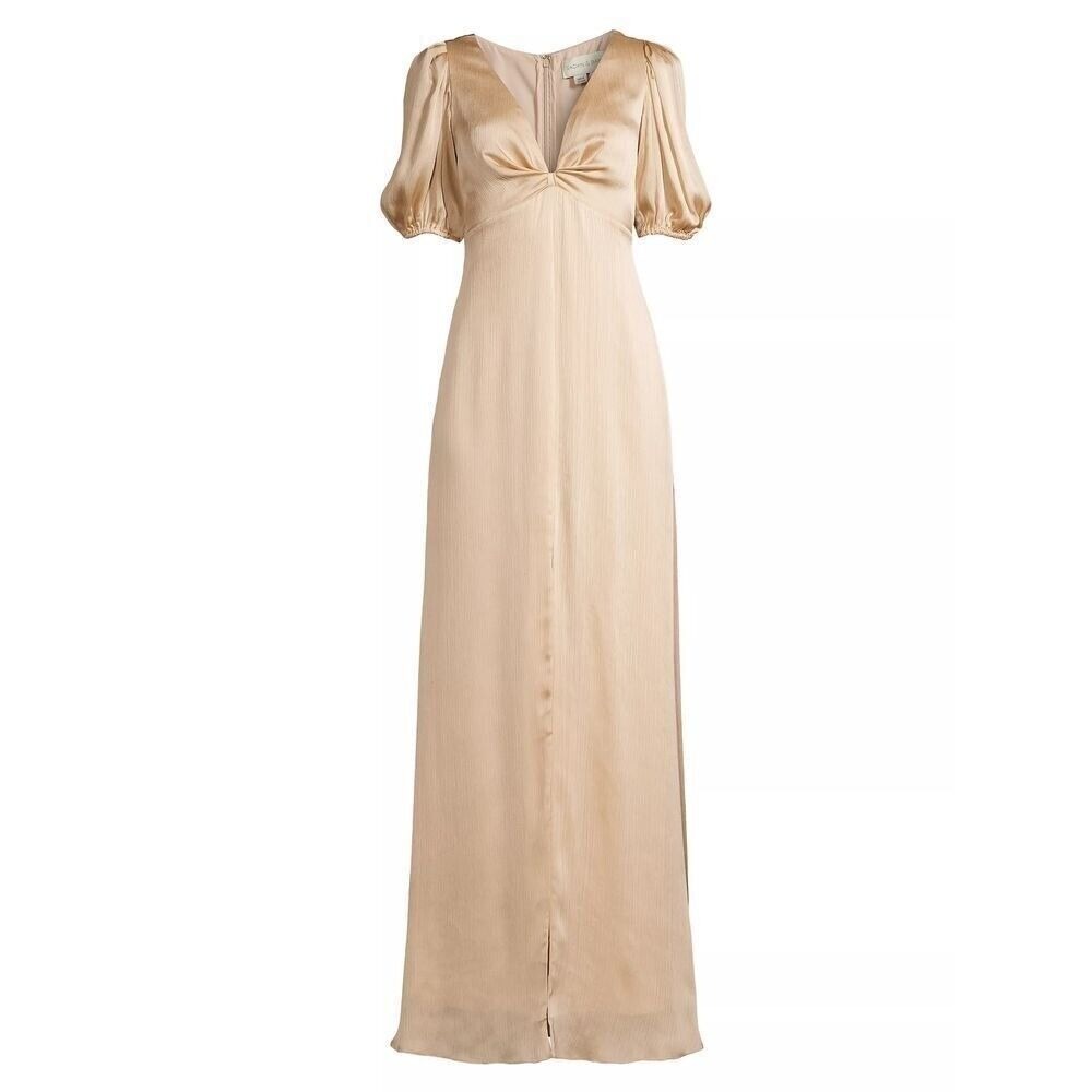 Sachin & Babi NWT Alli Puff-Sleeve Satin Gown in Champagne Size‎ 6 MSRP $285